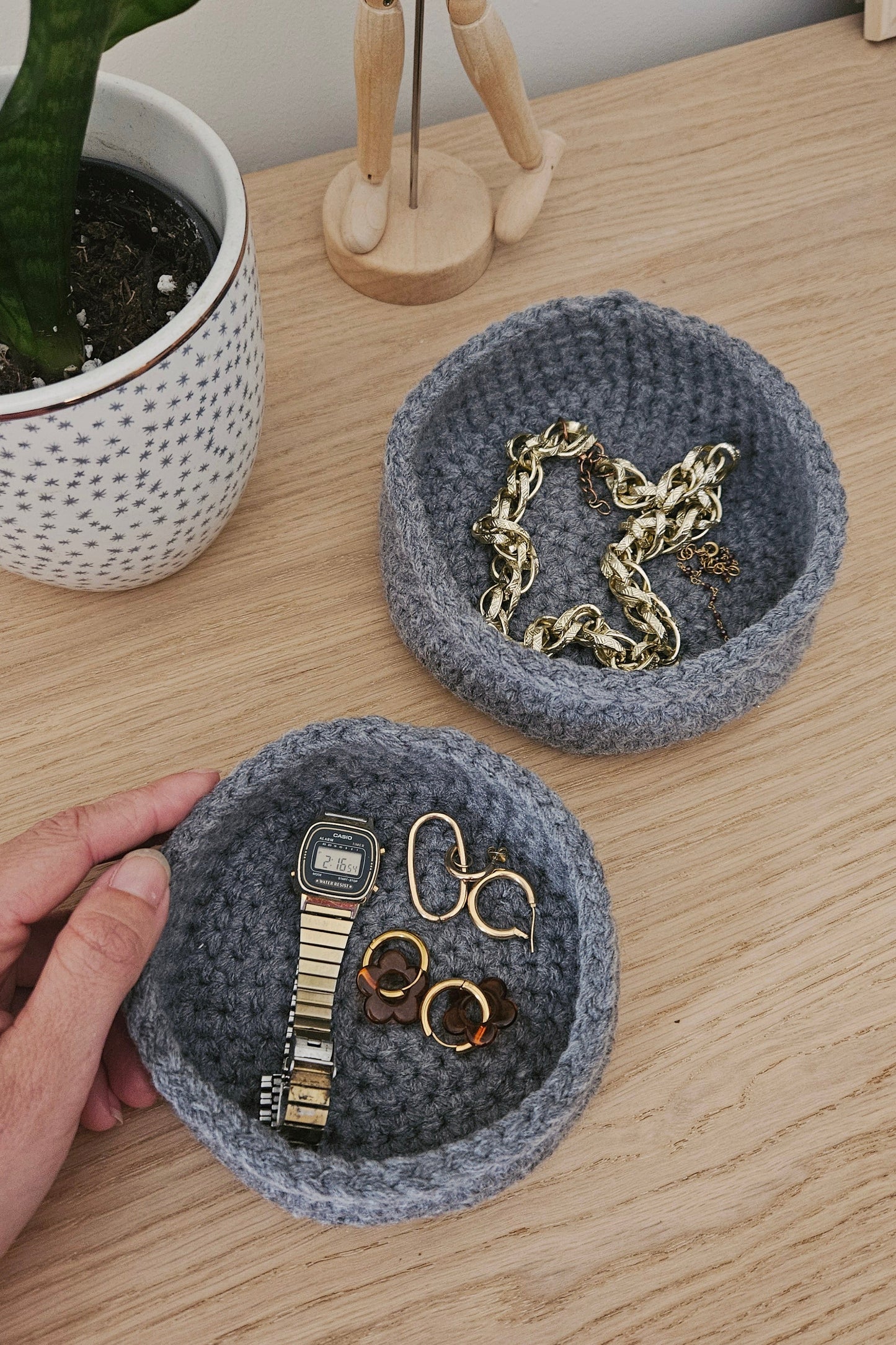 Panier en crochet - Gris