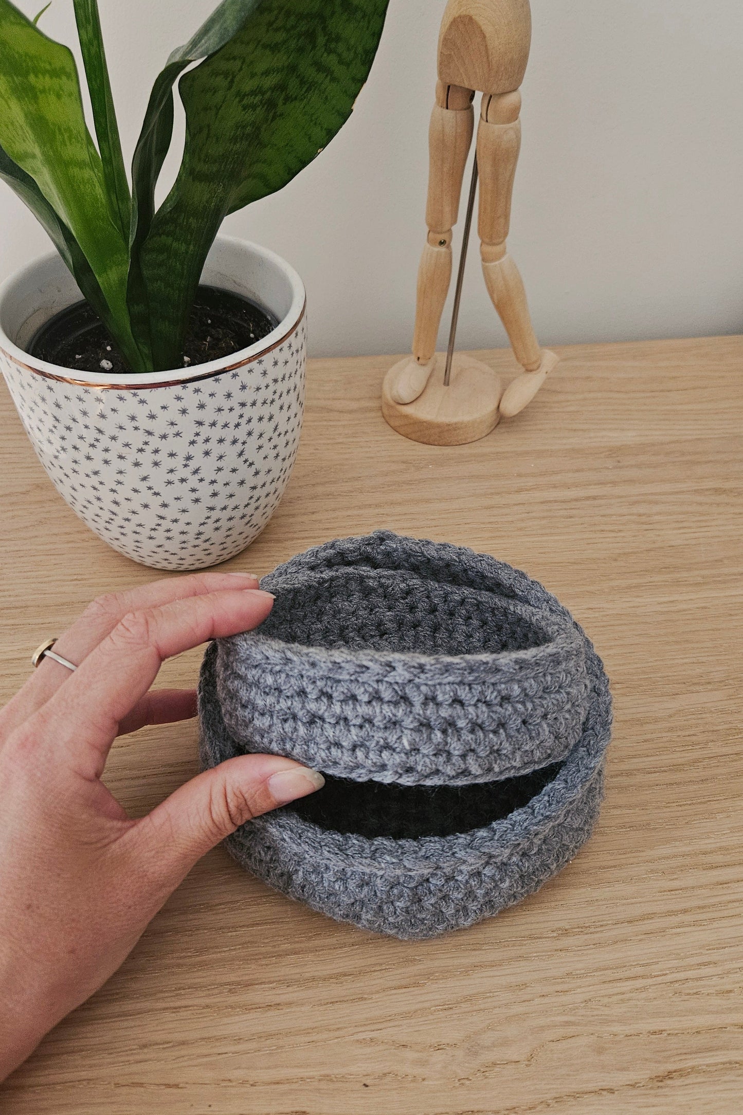 Panier en crochet - Gris