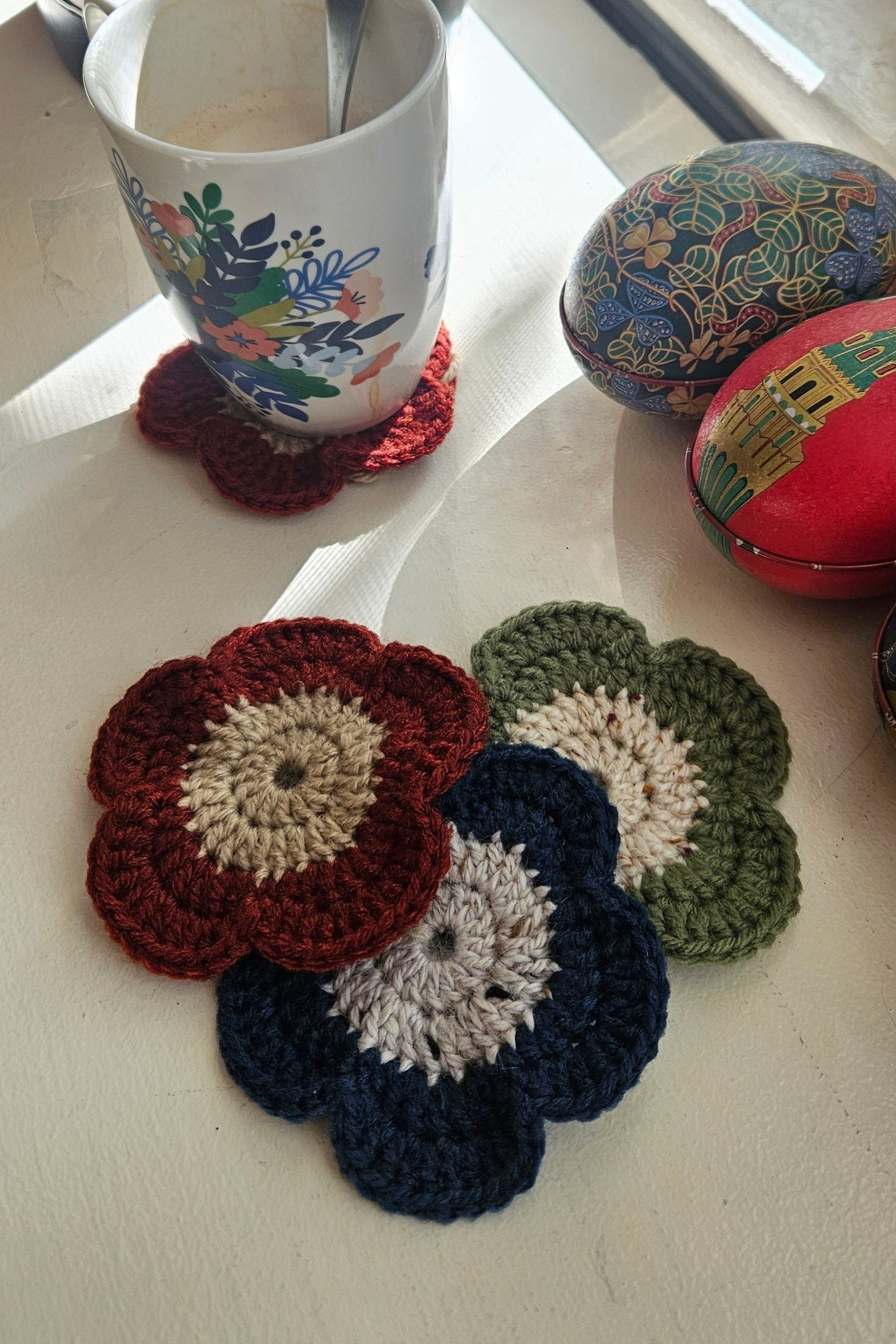 Sous-verre Marguerite - Vert et Jaune