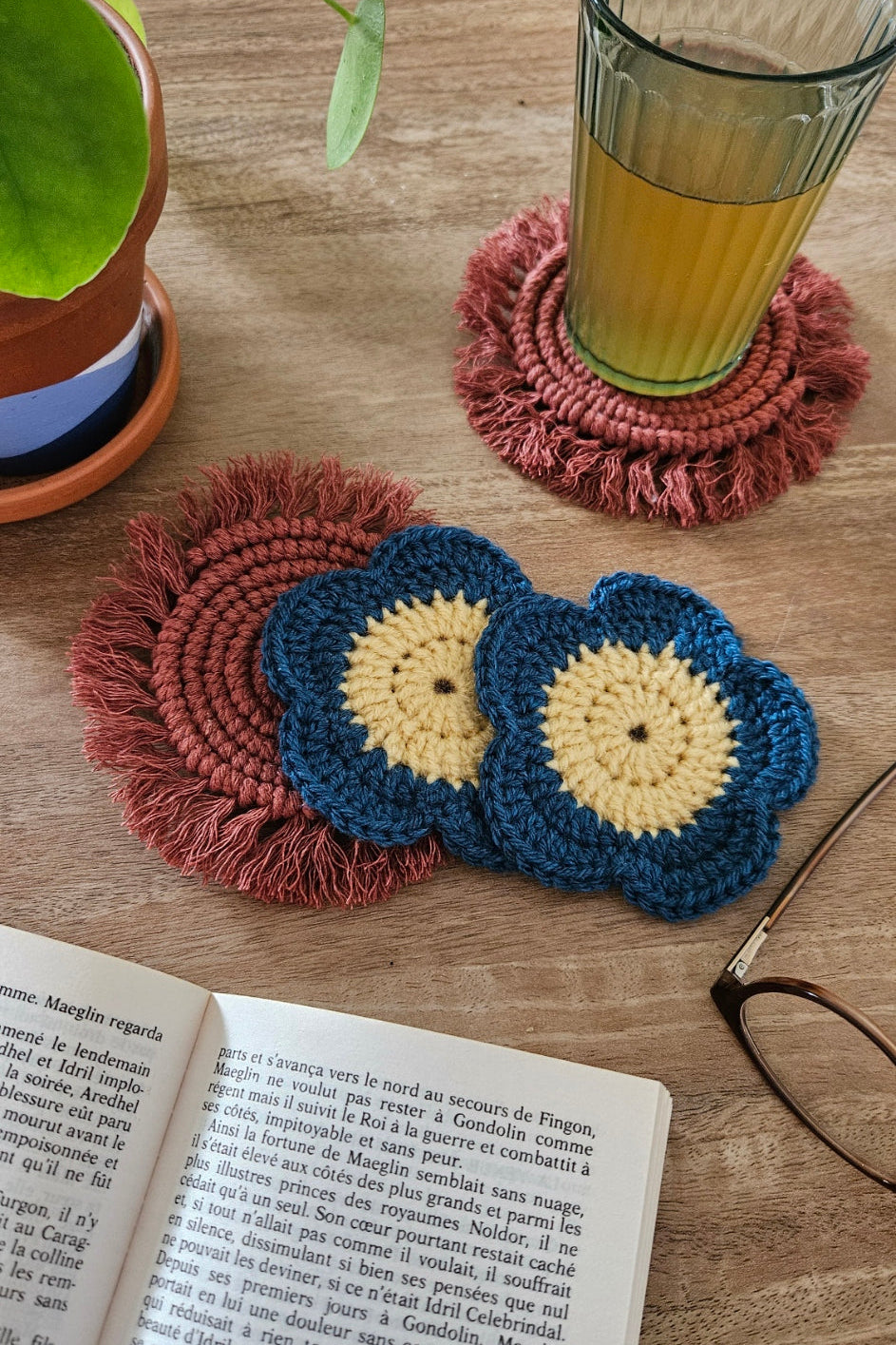 Sous-verre Flora - Mauve et Rose