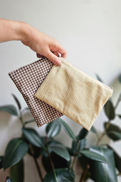 Pochette plate Elise - Vichy jaune