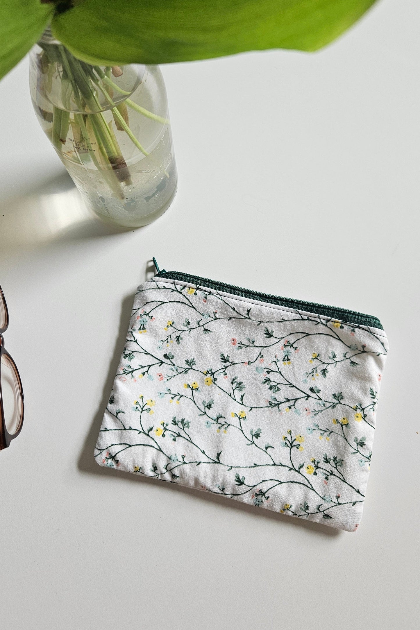 Pochette plate Elise - Fleuri Vert