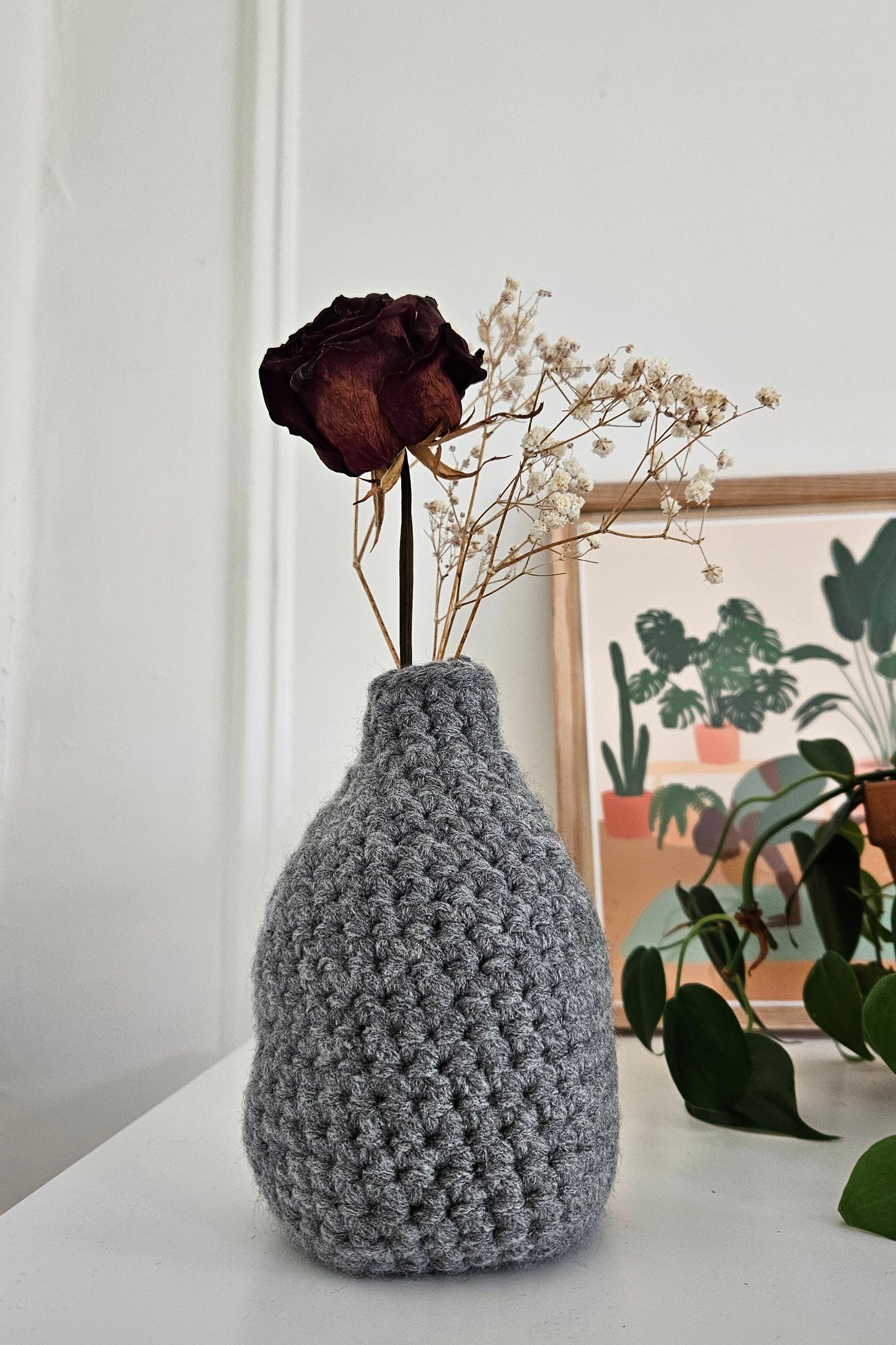 Vase en crochet - Gris
