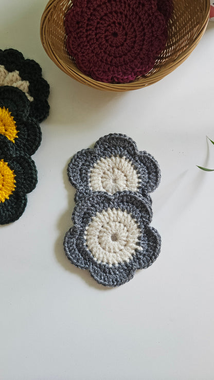 Sous-verre Marguerite - Gris et Ecru