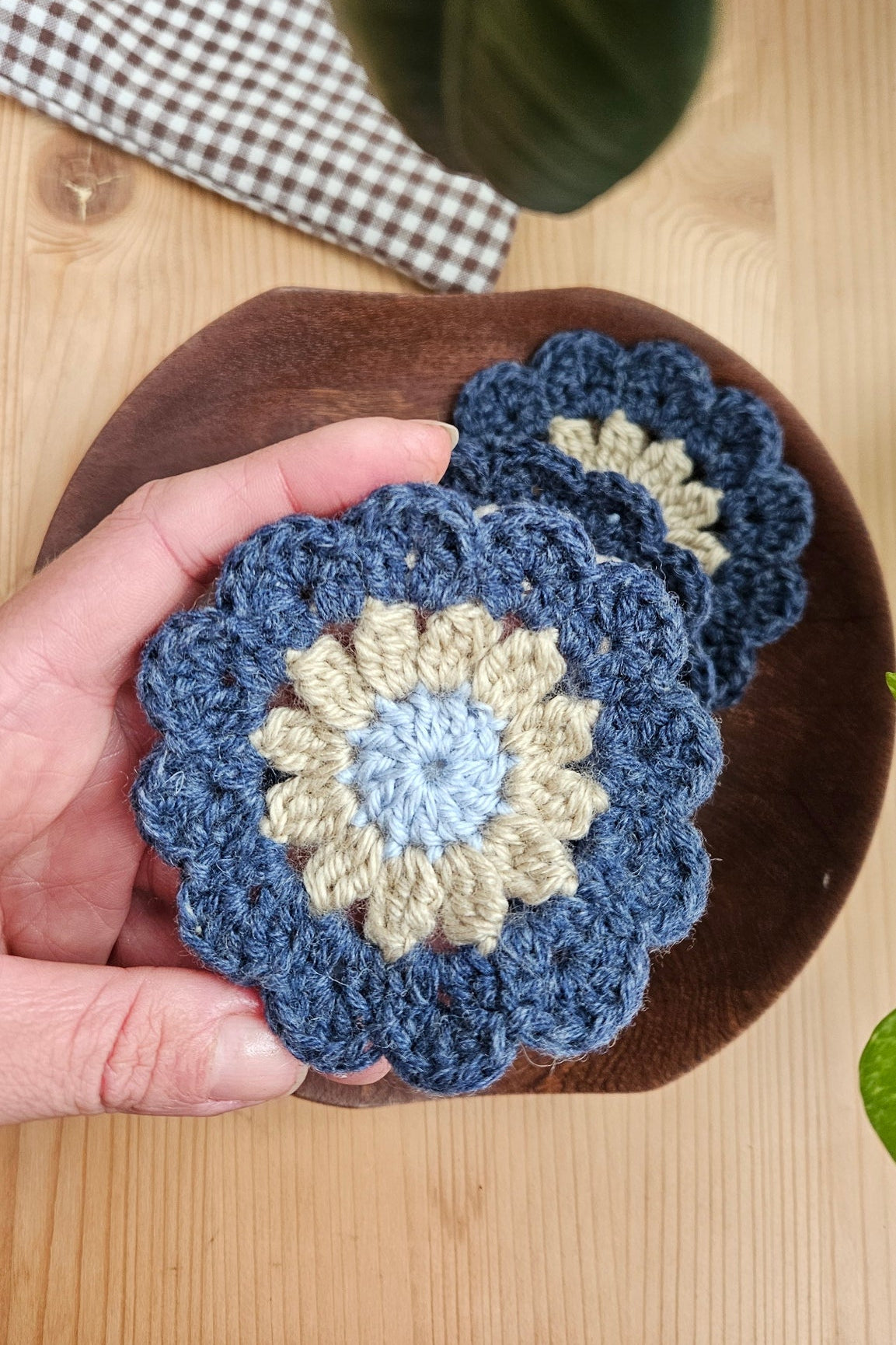 Sous-verre Flora - Bleu et Beige