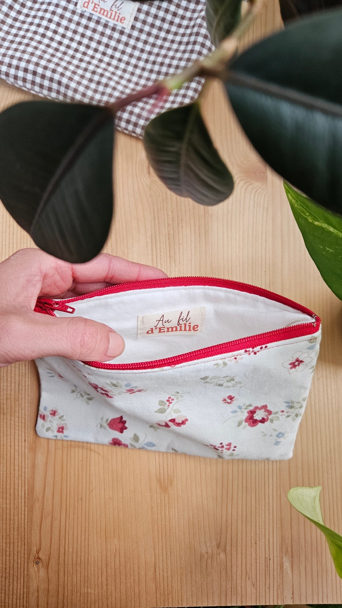 Pochette plate Elise - Fleuri Rouge