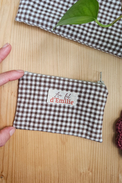 Mini Pochette plate - Vichy marron