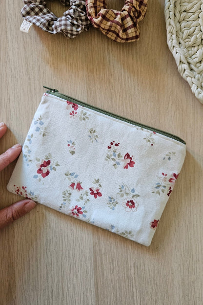 Pochette plate Elise - Fleuri Kaki