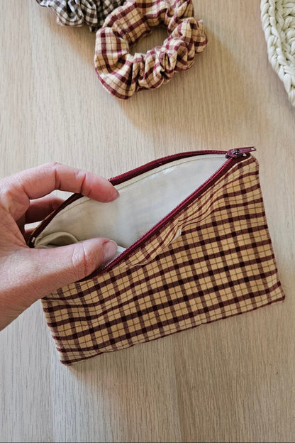Pochette plate Elise - Carreaux beige