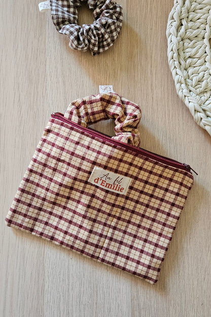 Pochette plate Elise - Carreaux beige