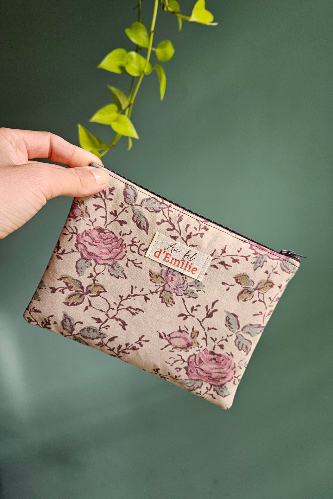 Pochette plate Elise - Fleuri Beige