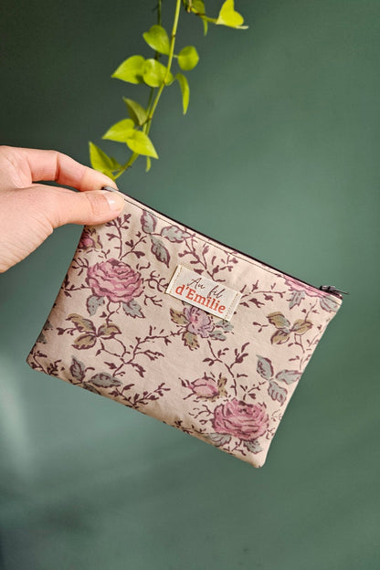 Pochette plate Elise - Fleuri Beige