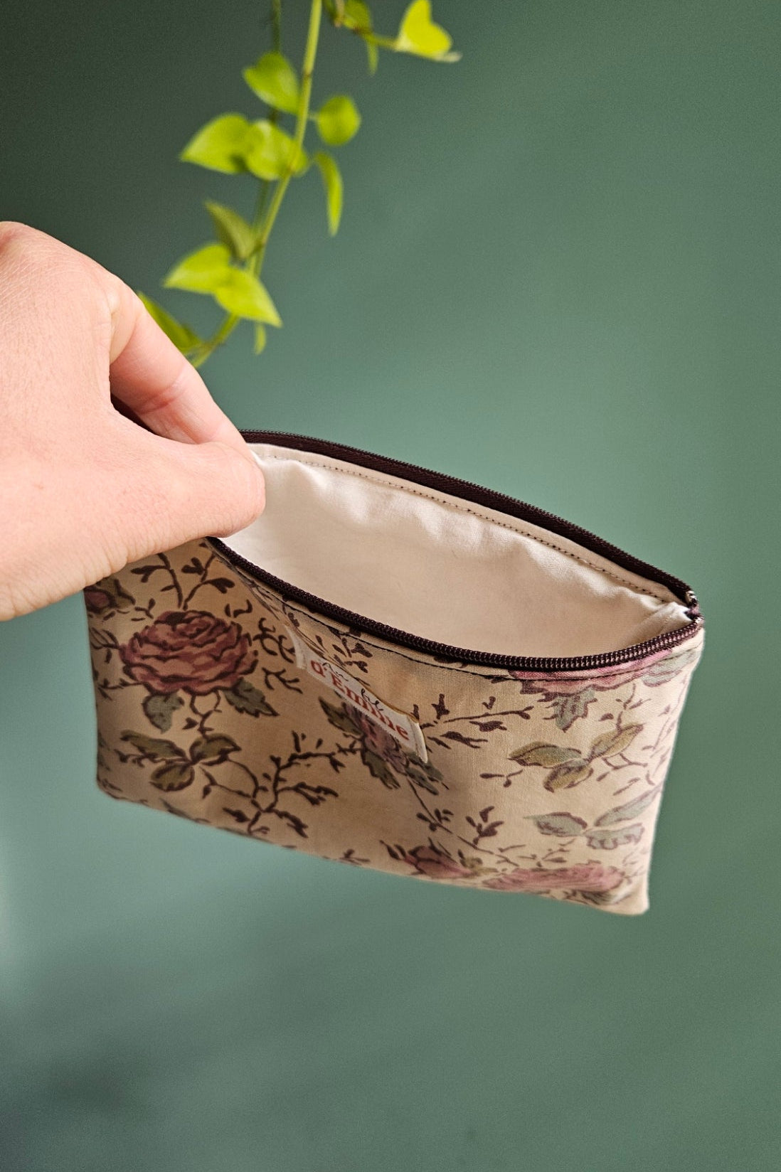 Pochette plate Elise - Fleuri Beige