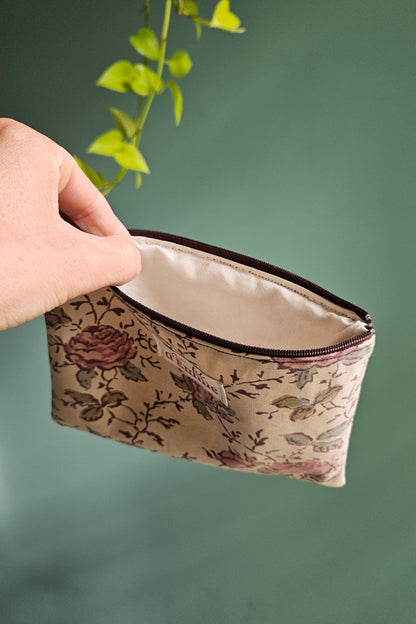 Pochette plate Elise - Fleuri Beige