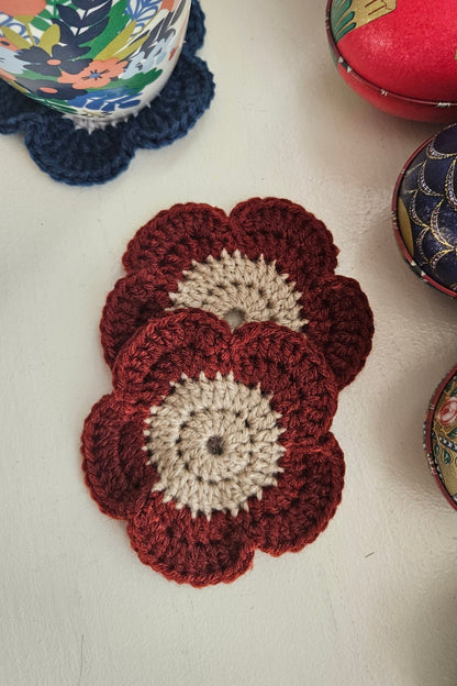 Sous-verre Marguerite - Brique et Beige