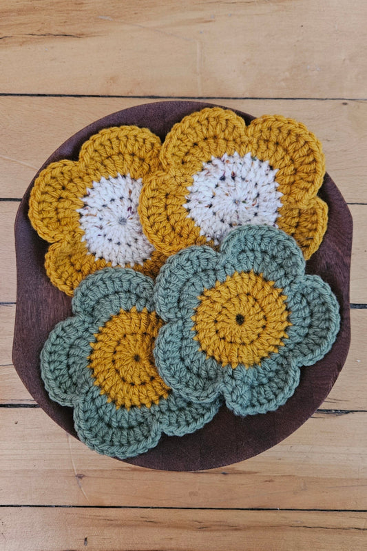 Sous-verre Marguerite - Vert et Jaune