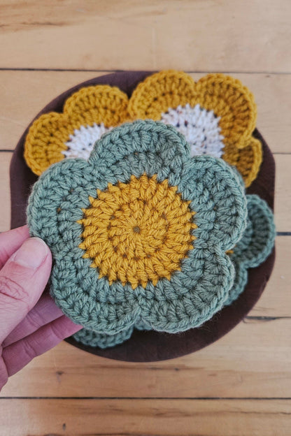 Sous-verre Marguerite - Vert et Jaune