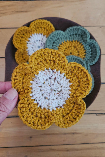 Sous-verre Marguerite - Jaune et Ecru Chiné