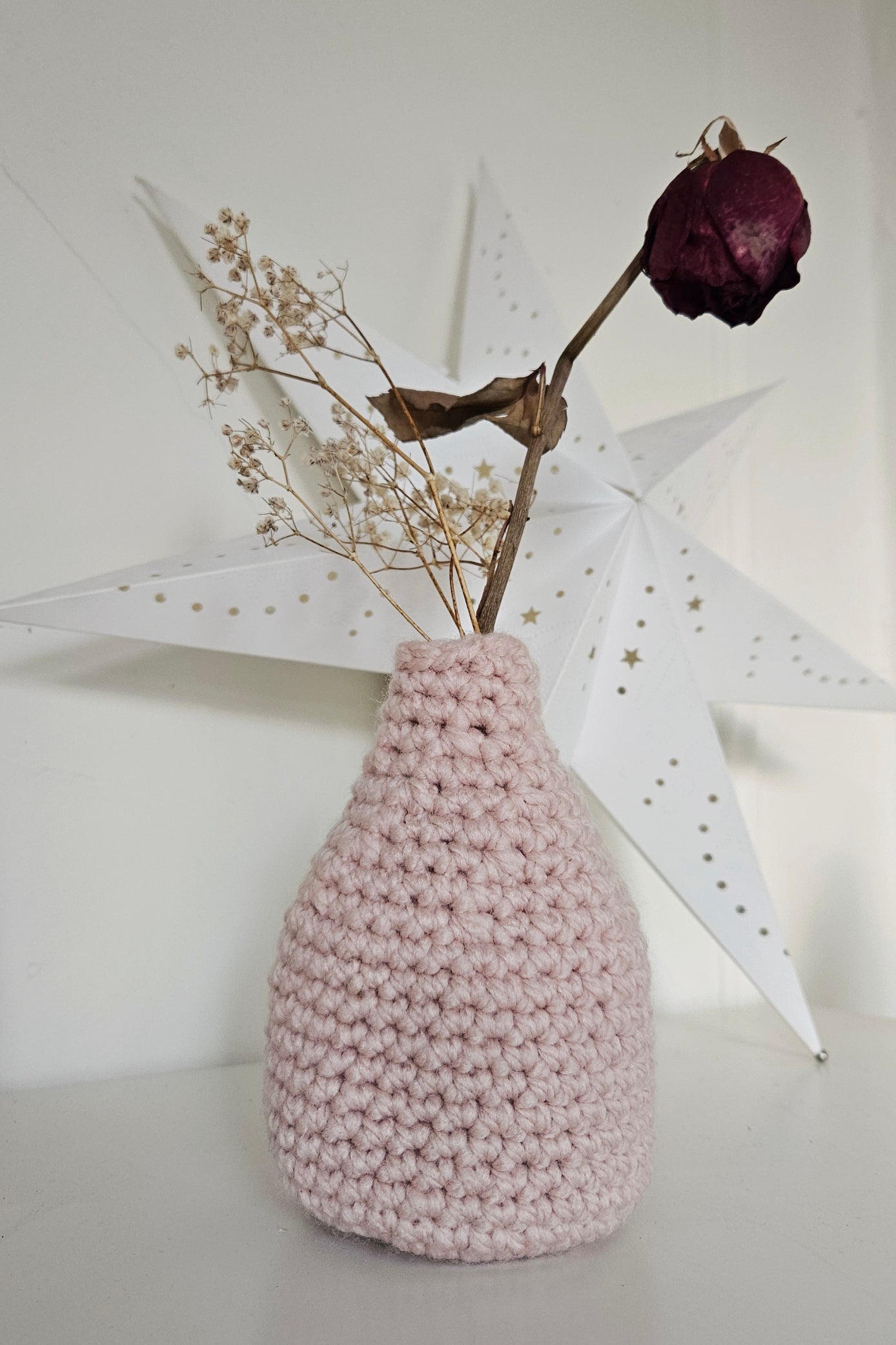 Vase en crochet - Rose pâle