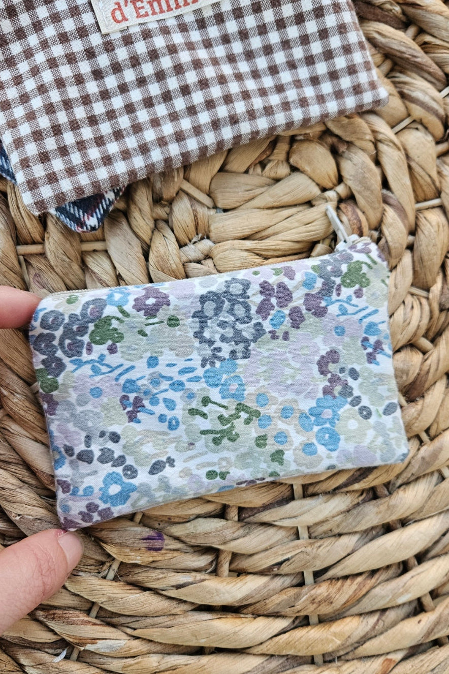 Mini Pochette plate - Fleurie bleue