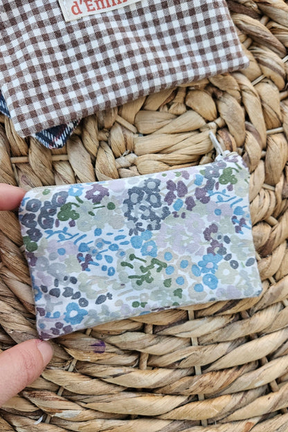 Mini Pochette plate - Fleurie bleue