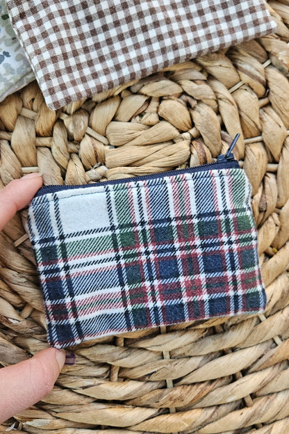 Mini Pochette plate - Tartan bleu