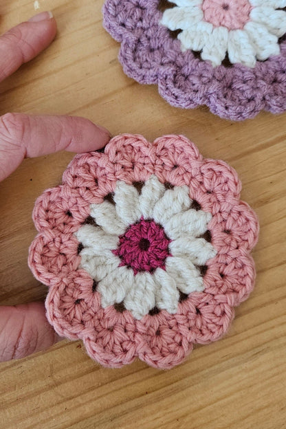 Sous-verre Flora - Rose et Ecru