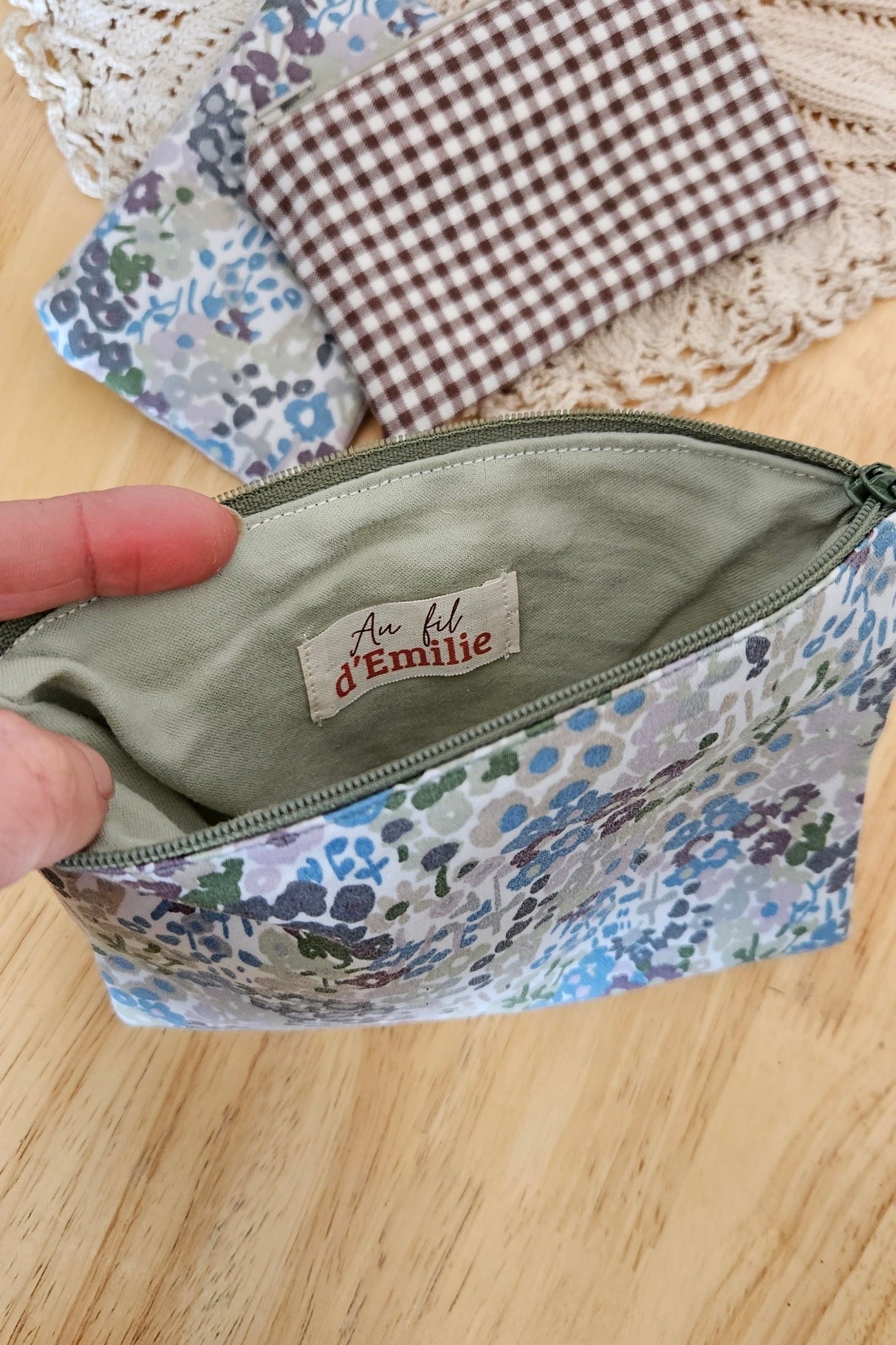 Pochette plate Elise - Fleurie bleue