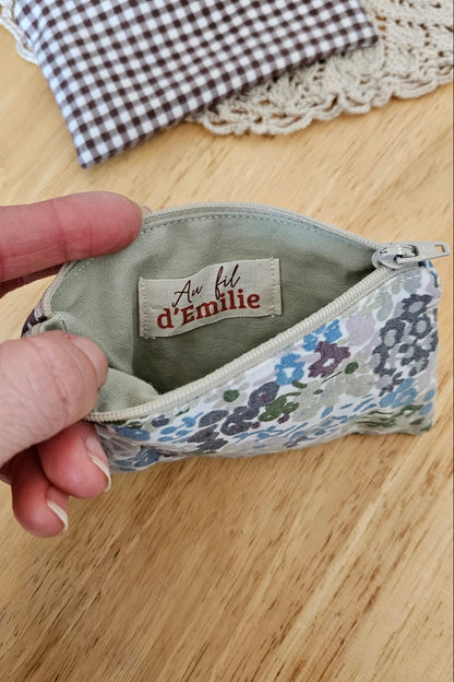 Mini Pochette plate - Fleurie bleue