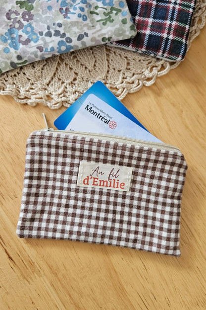 Mini Pochette plate - Vichy marron