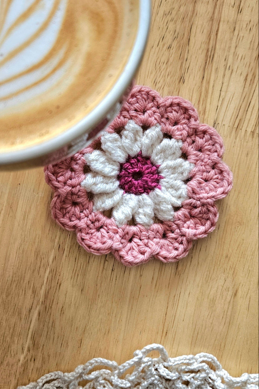 Sous-verre Flora - Rose et Ecru