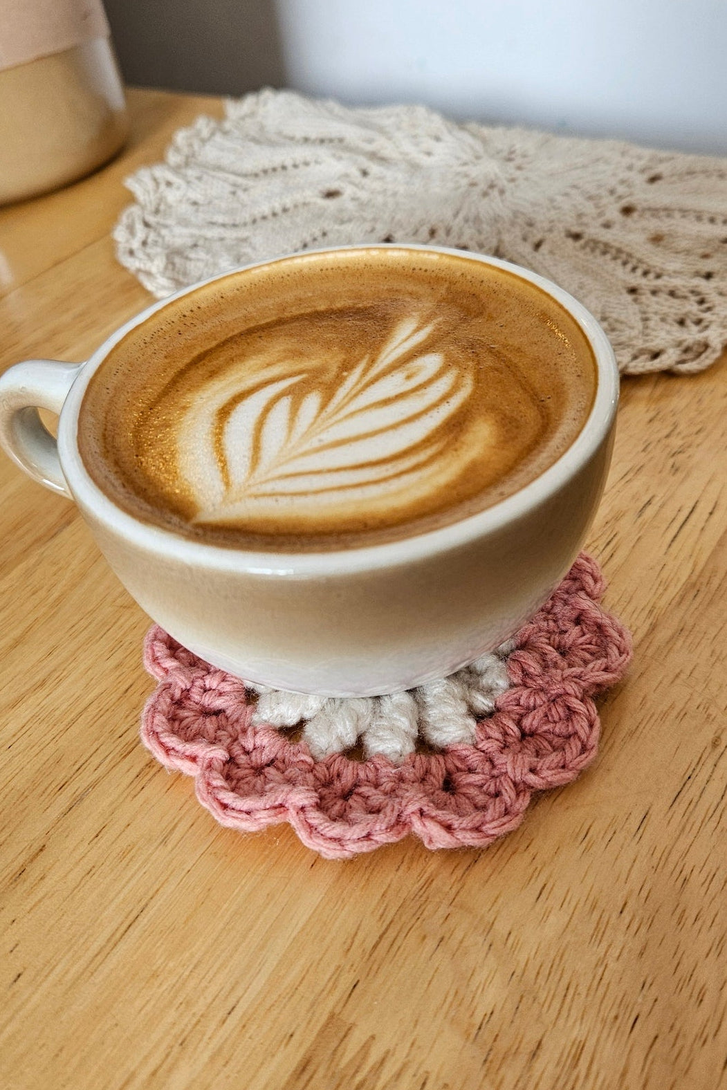 Sous-verre Flora - Rose et Ecru