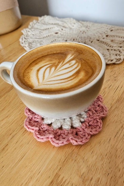 Sous-verre Flora - Rose et Ecru