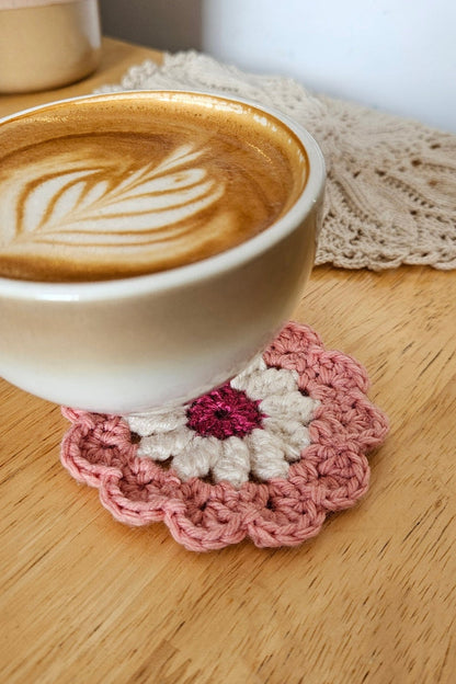 Sous-verre Flora - Rose et Ecru