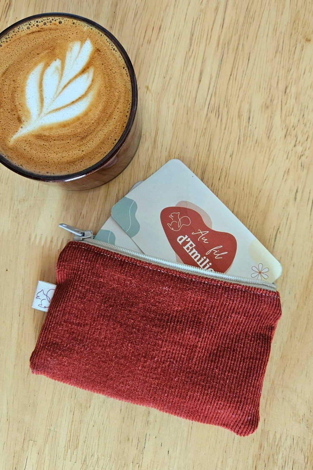 Mini Pochette plate - Velours bordeaux