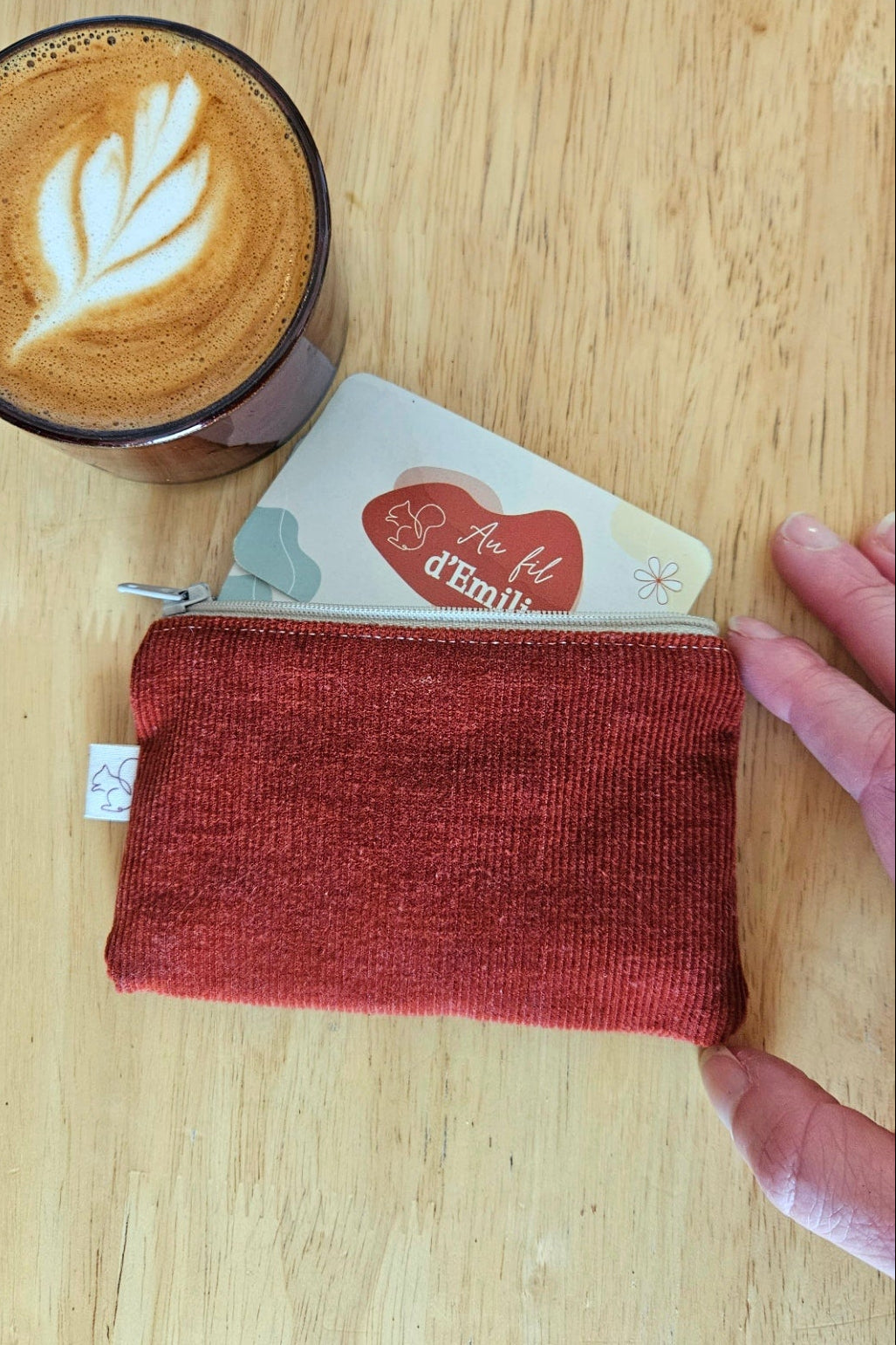Mini Pochette plate - Velours bordeaux