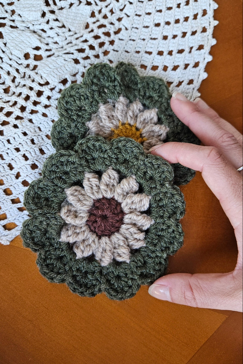 Sous-verre Flora - Vert et Beige