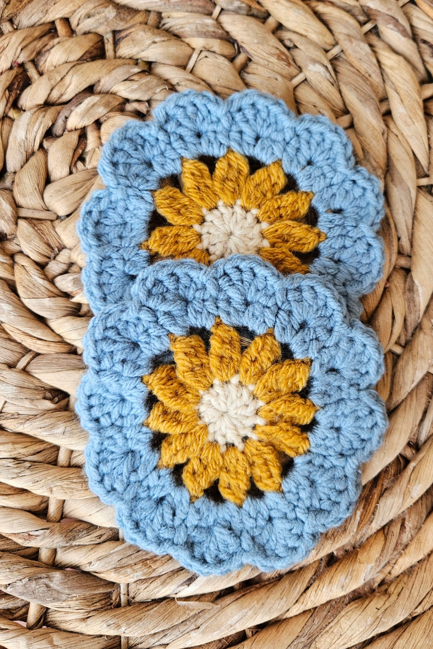 Sous-verre Flora - Bleu et Jaune