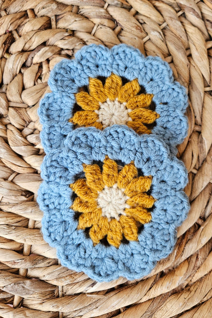 Sous-verre Flora - Bleu et Jaune