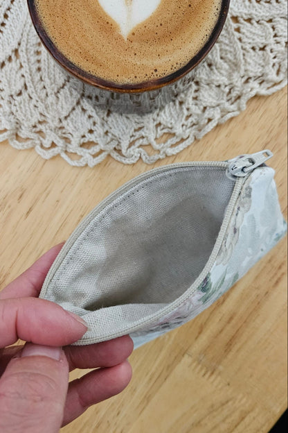 Mini Pochette plate - Fleuri beige
