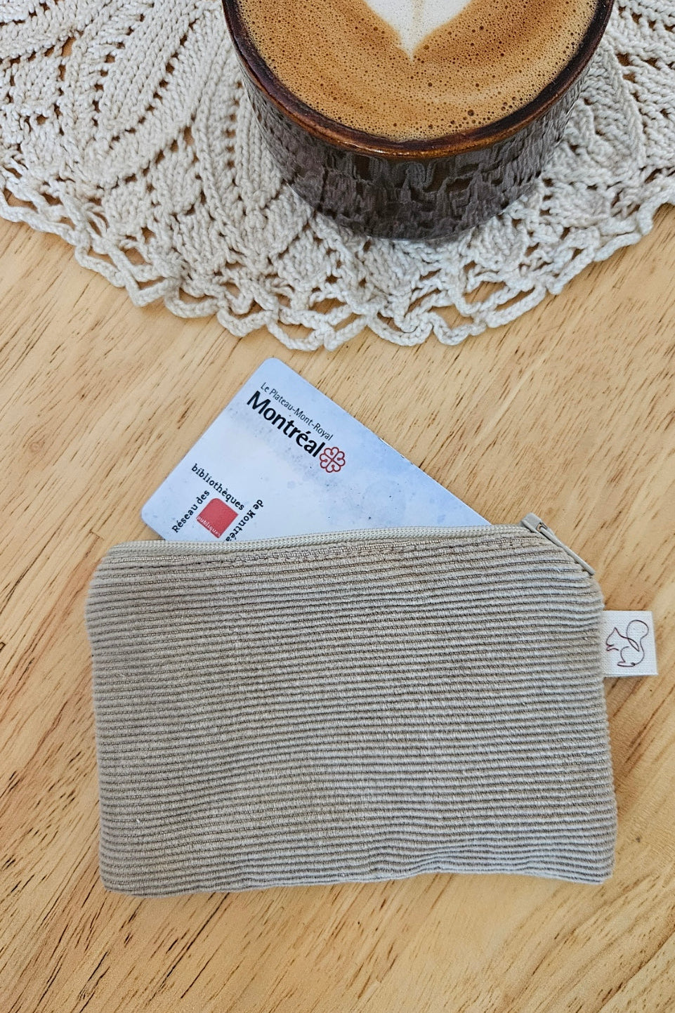 Mini Pochette plate - Velours beige