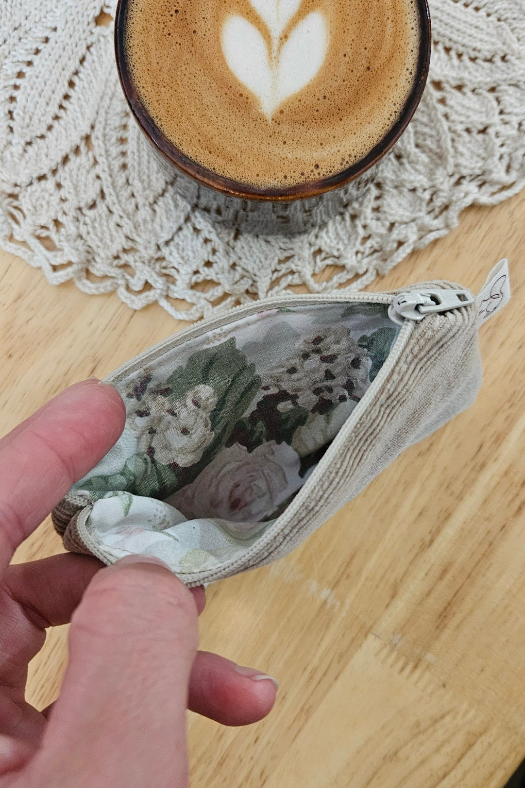 Mini Pochette plate - Velours beige