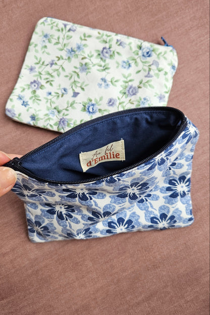 Pochette plate Elise - Fleurie bleue