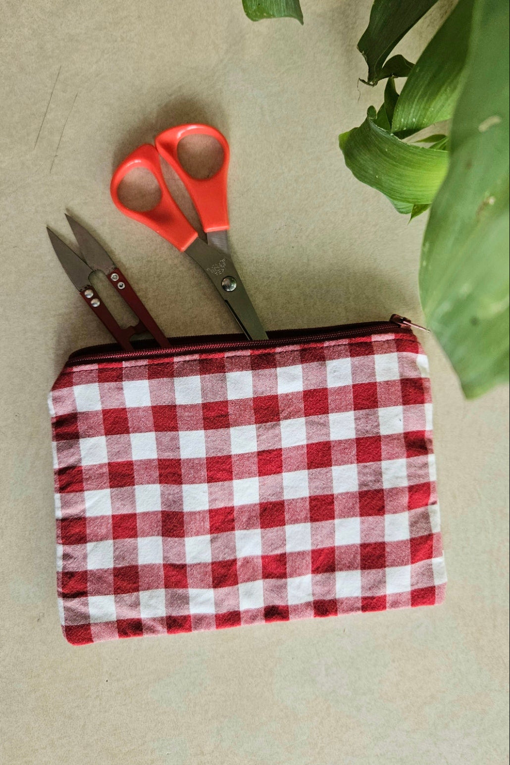 Pochette plate Elise - Vichy Rouge