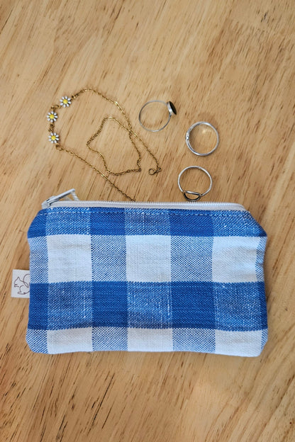 Mini Pochette plate - Vichy bleu