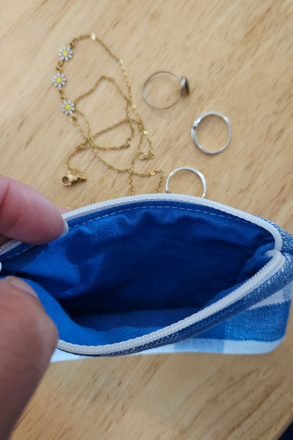 Mini Pochette plate - Vichy bleu