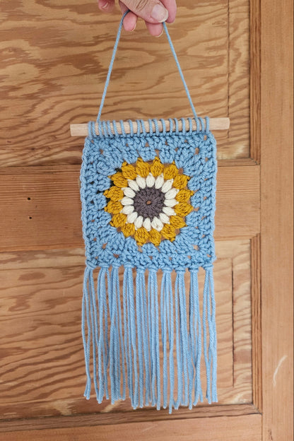 Crochet mural Gladys - Bleu Tournesol