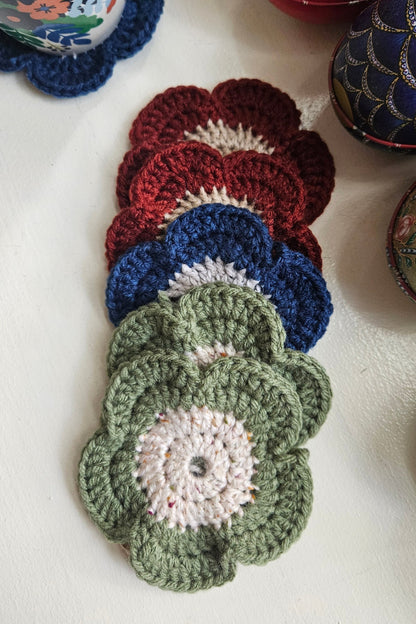 Sous-verre Marguerite - Vert et Ecru Chiné